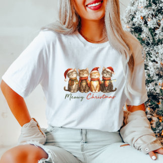 Schattigee Meowy Kerstkatten T-shirt