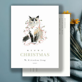 Schattigee Meowy Kerstverlichting Cat Corporate Lo Feestdagenkaart