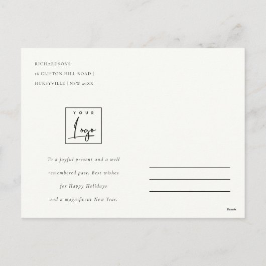 Schattigee Meowy Kerstverlichting Cat Corporate Lo Feestdagenkaart (Achterkant)