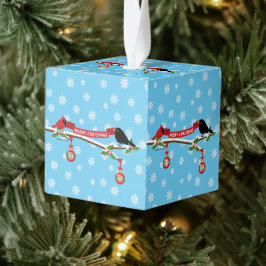 Schattigee merel en kardinaal op de tak - MERRY XM Decoratie