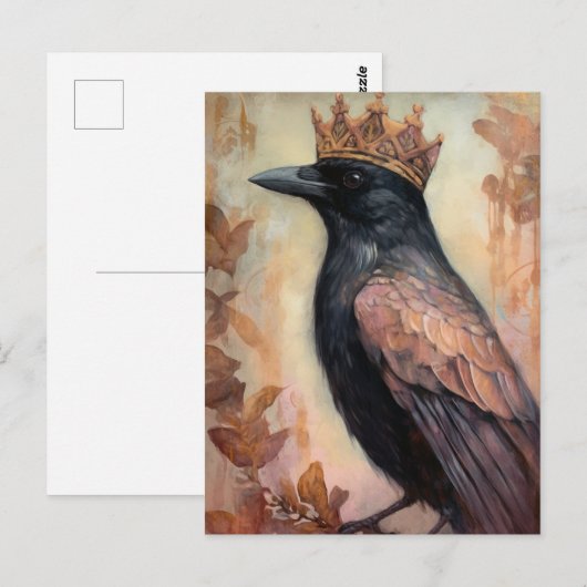 Schattigee merel in een kroon briefkaart (Voorkant / Achterkant)