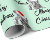 Schattigee Merle Puppy Merry Christmas Franse Bull Cadeaupapier (Rol Hoek)