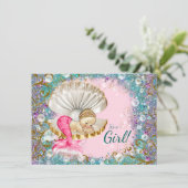 Schattigee Mermaid Baby Shower Uitnodigingen (Staand voorkant)