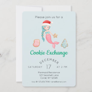 Schattigee Mermaid Christmas Cookie Exchange Party Kaart