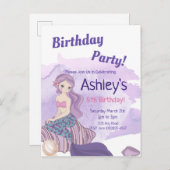 Schattigee Mermaid Party Uitnodiging, Mermaid Verj Uitnodiging Briefkaart (Voorkant / Achterkant)