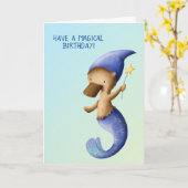 Schattigee Mermaid Platypus Verjaardag Kaart (Gele Bloem)