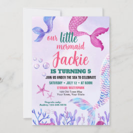 Schattigee Mermaid Tail verjaardagsfeestuitnodigin Kaart