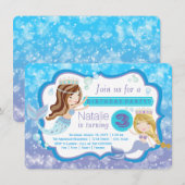 Schattigee Mermaid verjaardagsfeestuitnodigingen Kaart (Voorkant / Achterkant)
