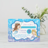 Schattigee Mermaid verjaardagsfeestuitnodigingen Kaart (Staand voorkant)