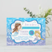Schattigee Mermaid verjaardagsfeestuitnodigingen Kaart (Staand voorkant)