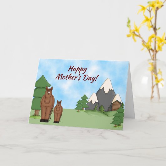 Schattigee merrie, veulen en bergen Moederdag Hors Kaart (Gele Bloem)