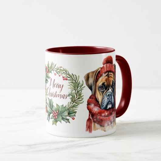 Schattigee Merry Boxer Dog Christmas Mok (Voorkant rechts)