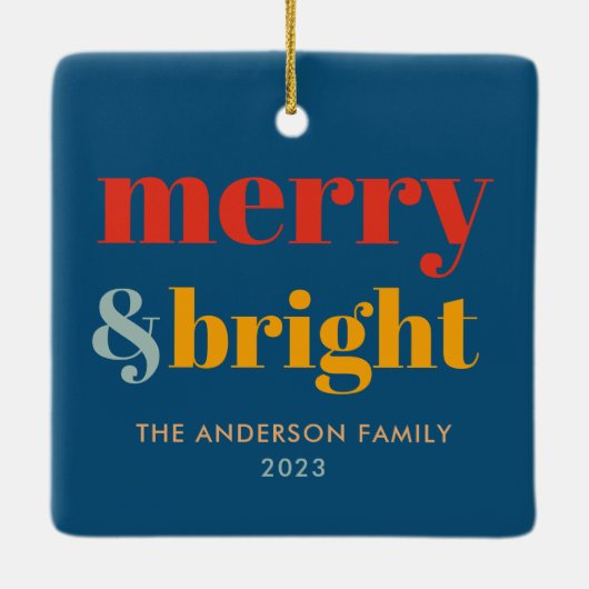 Schattigee Merry & Bright Retro Groovy Kerstboom Keramisch Ornament (Achterkant)