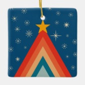 Schattigee Merry & Bright Retro Groovy Kerstboom Keramisch Ornament (Voorkant)