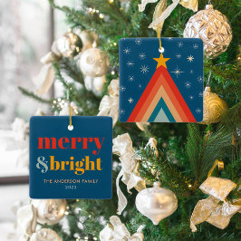 Schattigee Merry & Bright Retro Groovy Kerstboom Keramisch Ornament