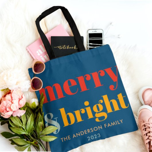 Schattigee Merry & Bright Retro Groovy Kerstboom Tote Bag