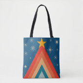 Schattigee Merry & Bright Retro Groovy Kerstboom Tote Bag (Voorkant)