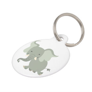 Schattigee Merry Cartoon Elephant Dog Label Huisdierpenning