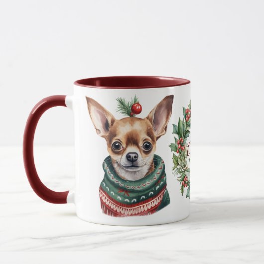 Schattigee Merry Chihuahua Hondenkerstmis Mok (Links)