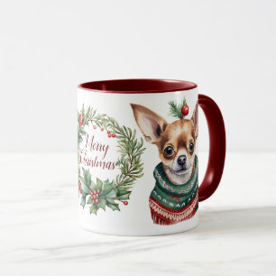 Schattigee Merry Chihuahua Hondenkerstmis Mok