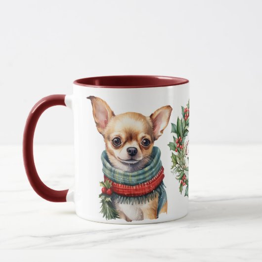 Schattigee Merry Chihuahua Hondenkerstmis Mok (Links)