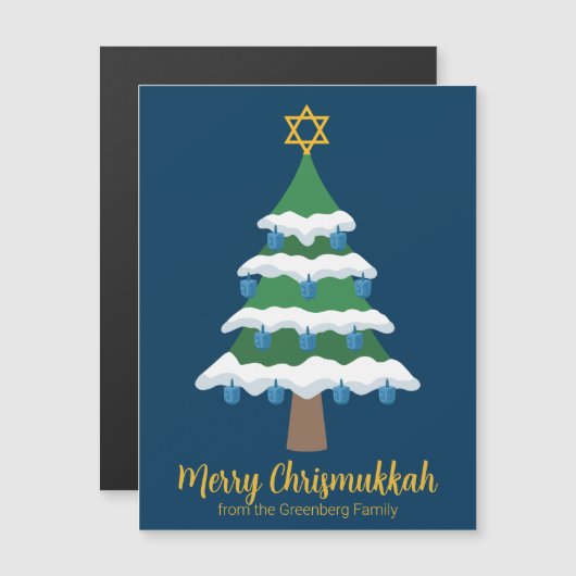 Schattigee Merry Chrismukkah Tree Magnet Kaarten (Voorkant / Achterkant)