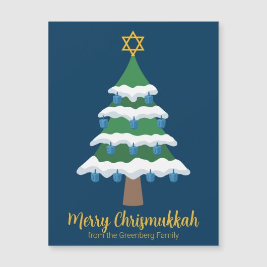 Schattigee Merry Chrismukkah Tree Magnet Kaarten (Voorkant)