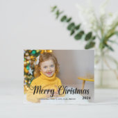 Schattigee Merry Christmas 2024 Fototypografie Feestdagenkaart (Staand voorkant)