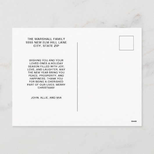 Schattigee Merry Christmas 2024 Fototypografie Feestdagenkaart (Achterkant)