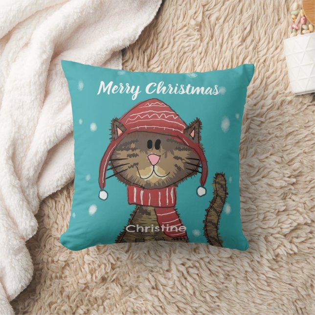 Schattigee Merry Christmas Cat Cartoon Kussen (Deken)