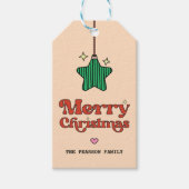 Schattigee Merry Christmas Line Pattern Star Ornam Cadeaulabel (Voorkant)
