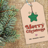 Schattigee Merry Christmas Line Pattern Star Ornam Cadeaulabel