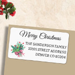 Schattigee Merry Christmas Minimal Return Adreslab Etiket<br><div class="desc">Een vakantiebundel van zilvertakken, rode bessen en rode en witte gingham-strikken versieren deze schattige minimalistische retouradreslabels. Wijzig tekst en stijlvolle scriptweergave om deze van u te maken met behulp van de meegeleverde Sjabloon. Als je meer ruimte nodig hebt, gebruik dan kleine letters. Een minimale aankoop van vijf vellen van 18...</div>