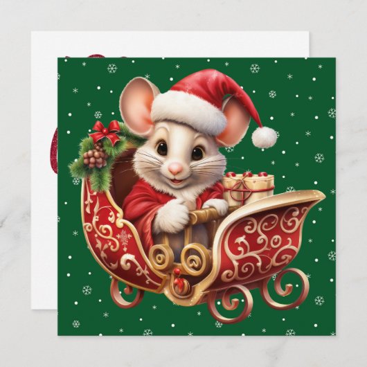 Schattigee Merry Christmas Mouse Kaart (Voorkant / Achterkant)