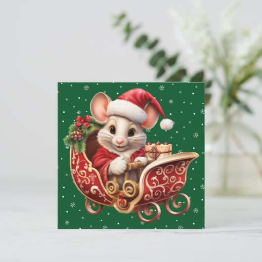 Schattigee Merry Christmas Mouse Kaart (Staand voorkant)