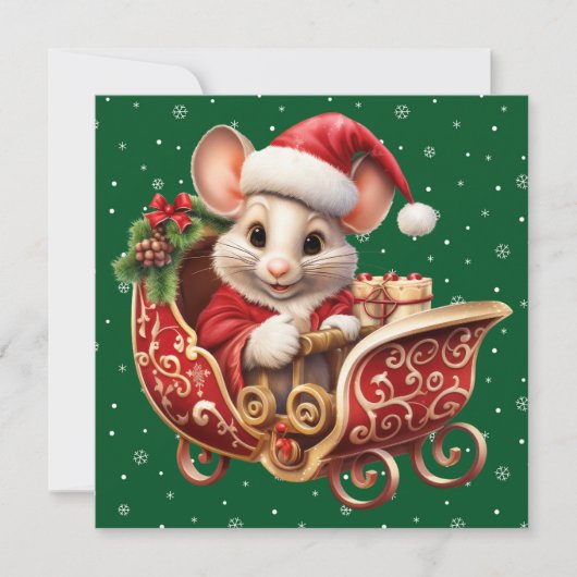 Schattigee Merry Christmas Mouse Kaart (Voorkant)