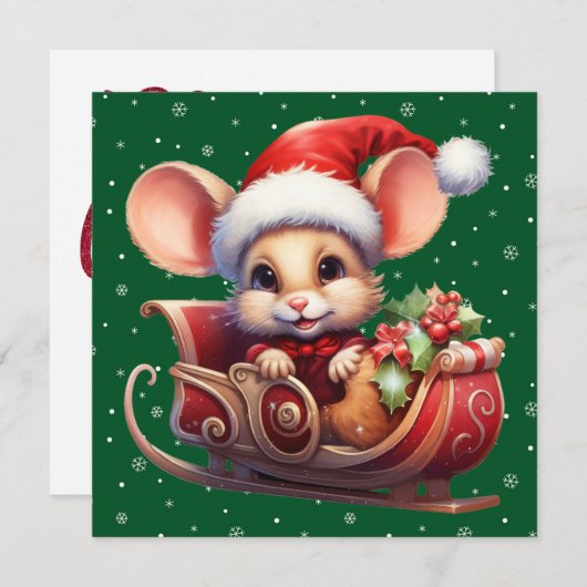 Schattigee Merry Christmas Mouse Kaart (Voorkant / Achterkant)