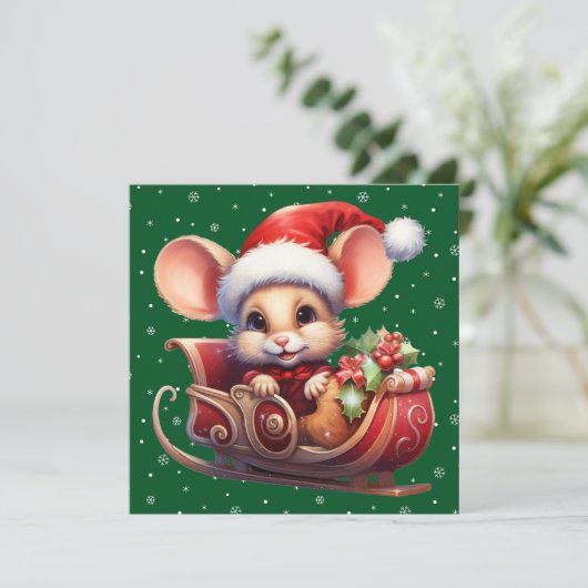 Schattigee Merry Christmas Mouse Kaart (Staand voorkant)