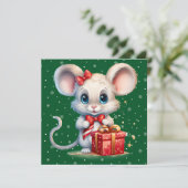 Schattigee Merry Christmas Mouse Kaart (Staand voorkant)