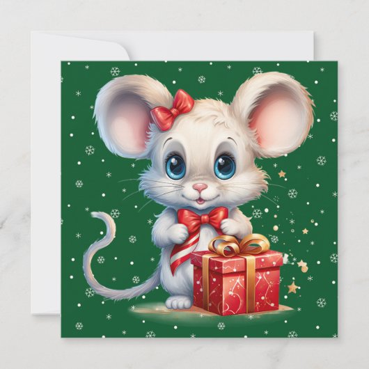 Schattigee Merry Christmas Mouse Kaart (Voorkant)
