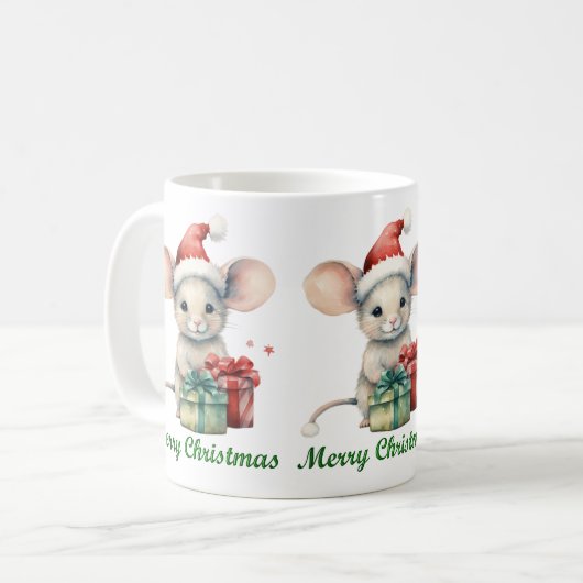 Schattigee Merry Christmas Mouse Mok (Voorkant links)