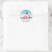 Schattigee Merry Christmas Mouse Sneeuwvlokken Ronde Sticker (Tas)