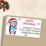 Schattigee Merry Christmas Penguin Retouradres Etiket<br><div class="desc">Een schattige pinguïn op witte achtergrond met elegante rode typografie versiert deze schattige Merry Christmas retour adreslabels. Verander tekst en begroeting om het van u te maken met behulp van de Sjabloon. Als u meer ruimte nodig hebt, gebruikt u kleine letters op een of alle regels. Een minimale aankoop van...</div>