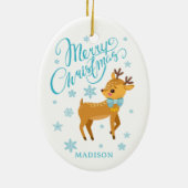 Schattigee Merry Christmas Rendier gepersonaliseer Keramisch Ornament (Achterkant)