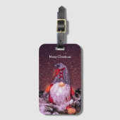 Schattigee Merry Christmas Whimsical Gnome Holiday Bagagelabel (Voorkant (verticaal))