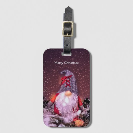 Schattigee Merry Christmas Whimsical Gnome Holiday Bagagelabel (Voorkant (verticaal))
