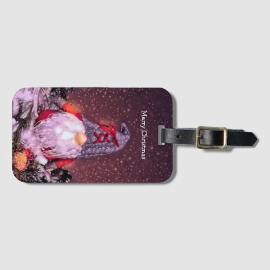 Schattigee Merry Christmas Whimsical Gnome Holiday Bagagelabel (Voorkant (horizontaal))