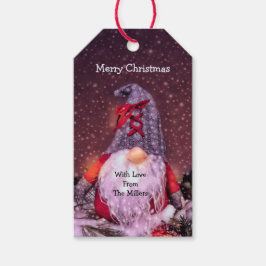 Schattigee Merry Christmas Whimsical Gnome Holiday Cadeaulabel