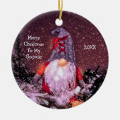 Schattigee Merry Christmas Whimsical Gnome Holiday Keramisch Ornament (Voorkant)