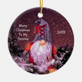 Schattigee Merry Christmas Whimsical Gnome Holiday Keramisch Ornament
